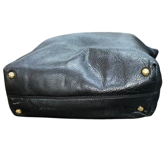 Michael Kors Black Shopper Tote Shoulder Bag Pebbled Leather Zipper Gold Accents - Picture 8 of 8